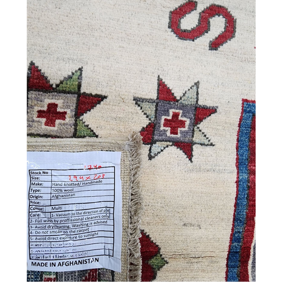Rugs: Afghan Handmade Kazaq Carpet 294 X 203 cm