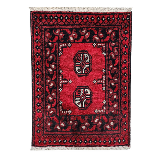 Afghan Rugs: Gorgeous Red Afghan Carpet 60 x 40 cm