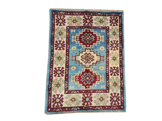 Rugs: Afghan Handmade Kazaq Carpet 89 X 62cm