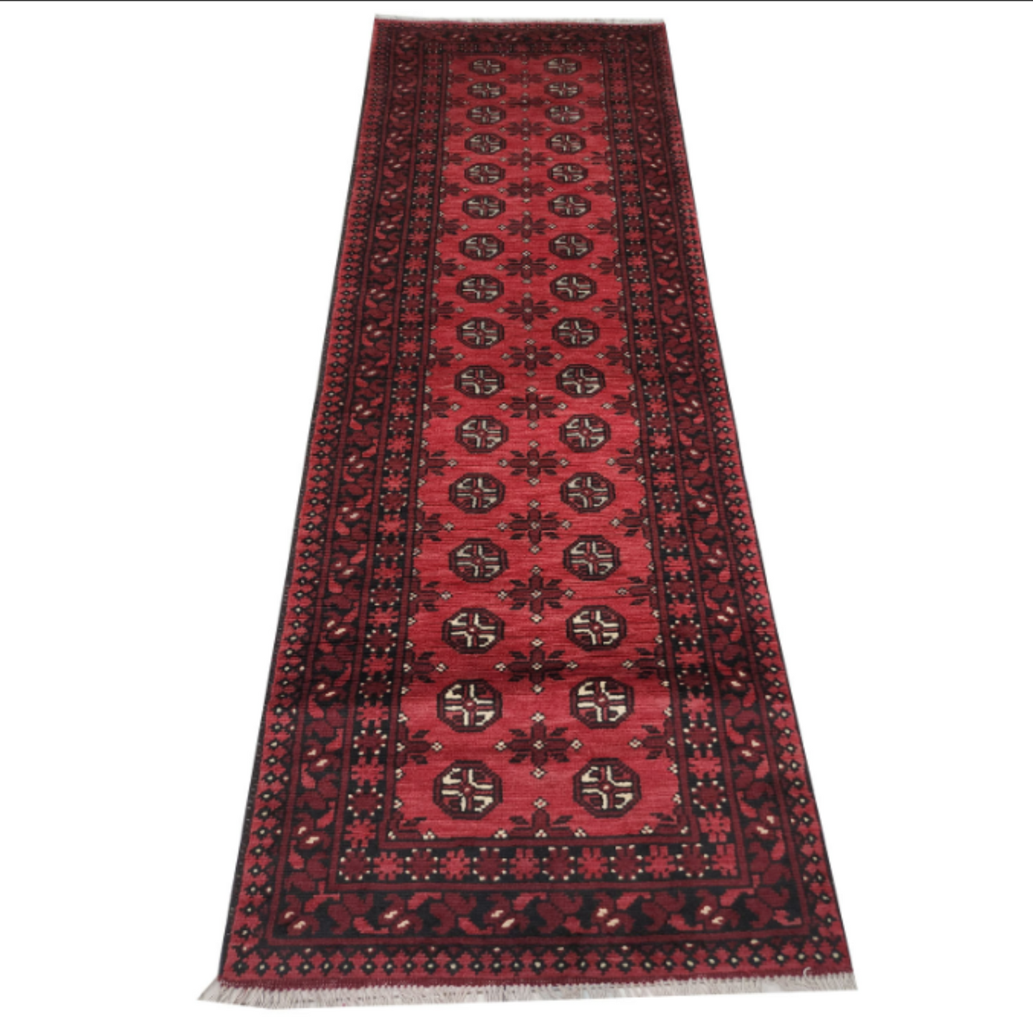 Rugs: Red Afghan Carpet 285 x 78 cm