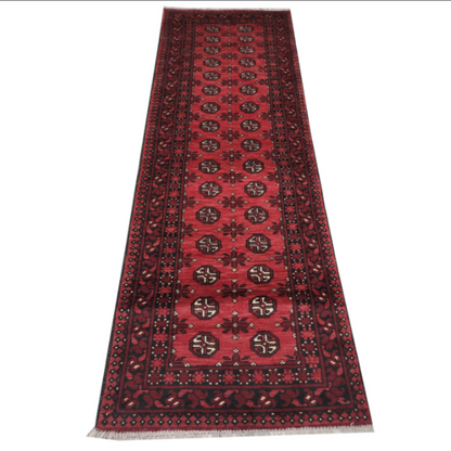 Rugs: Red Afghan Carpet 285 x 78 cm