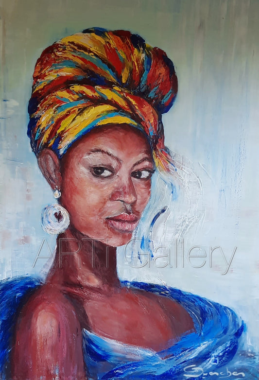 Original South African Art: Daniela Gwercher - Portrait of a Zulu