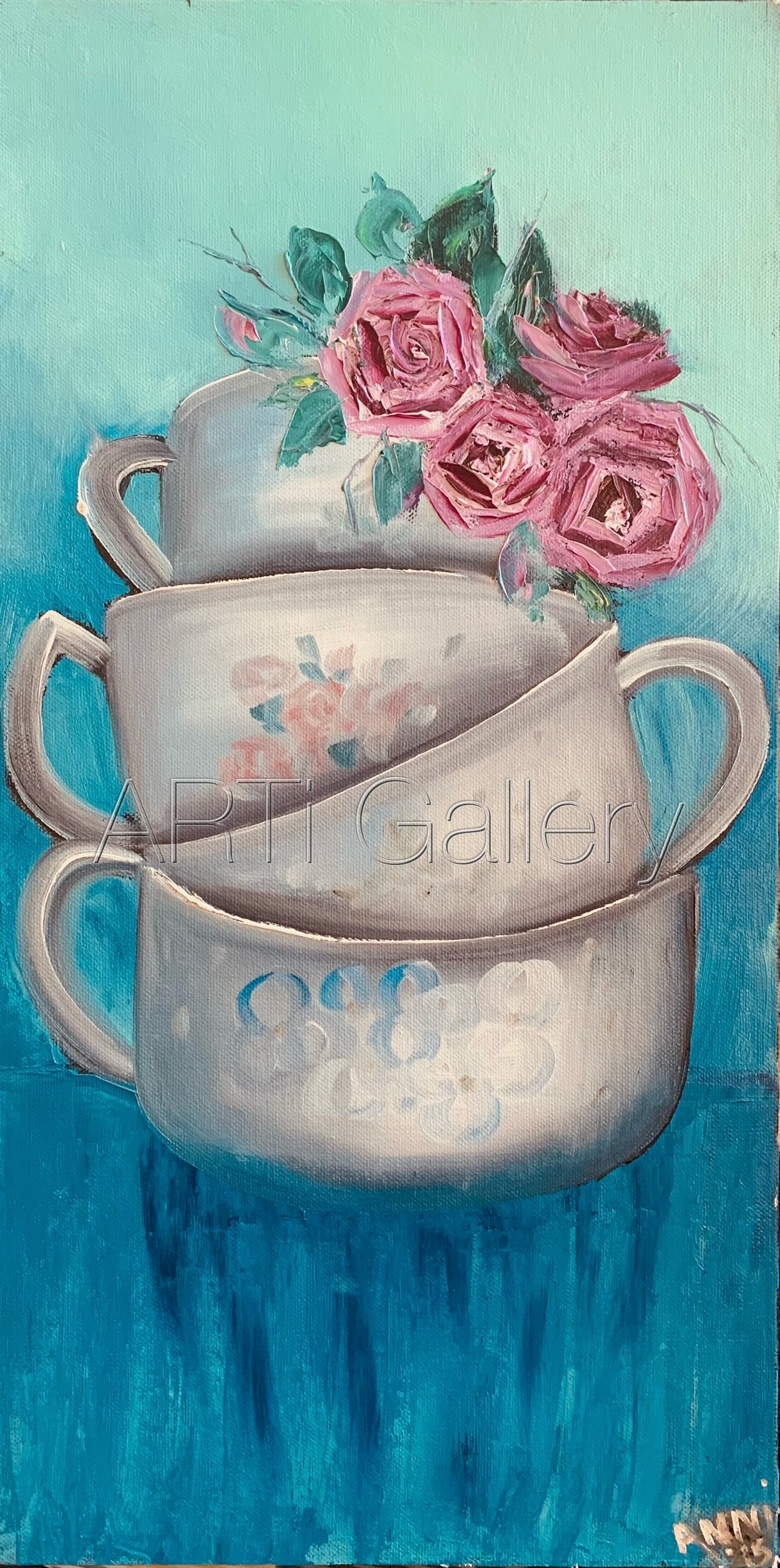 Original South African Art: Anni Thirtle - Pot of Flowers