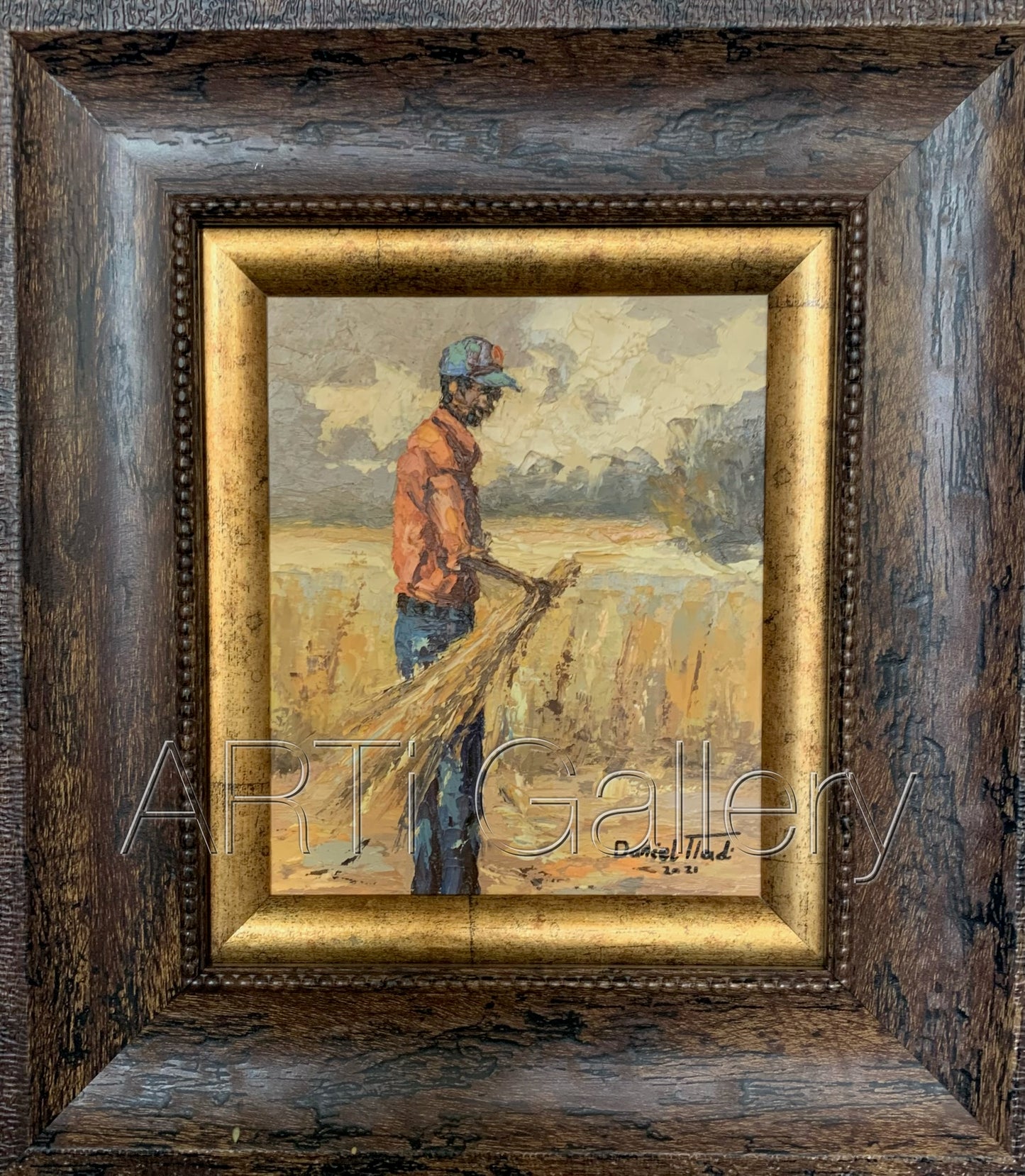 Original South African Art: Daniel Tladi - Man with Broom