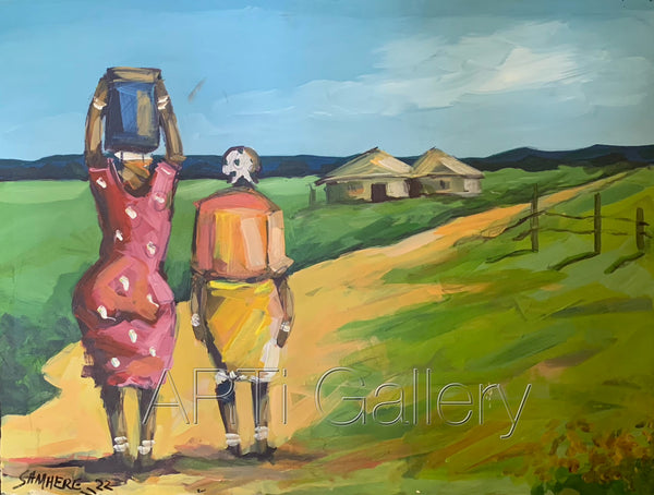 Original South African Art: Samhere - Township Scene