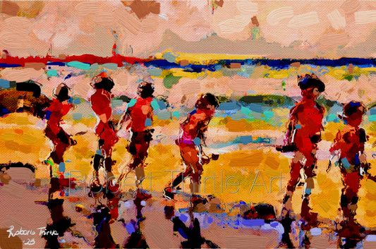 Title: KIDS BEACH DAY - ARTi Gallery Original Robert Thirtle CANVAS Print - Sizes A4 - A0